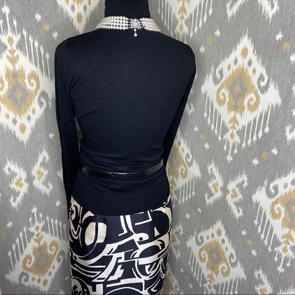 Ralph Lauren Black & Ivory Art Deco Abstract Auto Pattern Silk Pencil Skirt - Picture 11 of 16